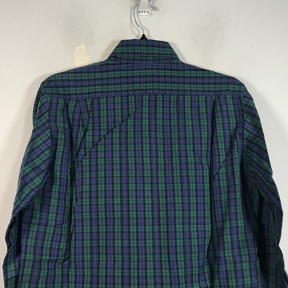 Alberto Aspesi Long Sleeve Plaid Button Up Shirt, Men's Size 39 15.5 - Green - Picture 9 of 10